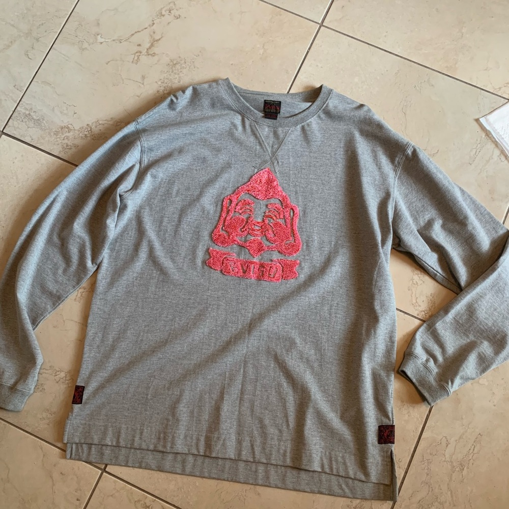 Authentic Evisu heather grey godhead long sleeve T shirt XL